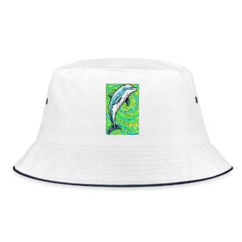 Delfin - Bucket Hat - Weiß/Navy - Vorne