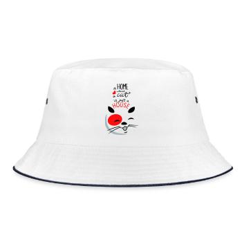 Smiling Cat Heart - Bucket Hat - white/navy - Front