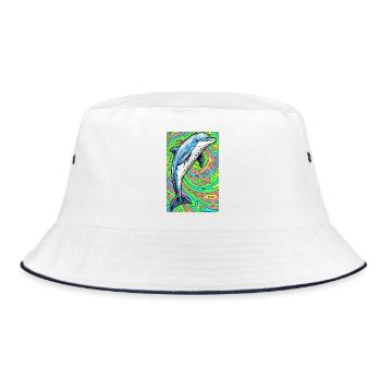 Delfin - Bucket Hat - Weiß/Navy - Vorne