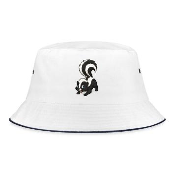 Kleines Stinktier mit fluffigem Schwanz - Bucket Hat - Weiß/Navy - Vorne
