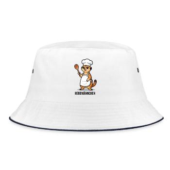 Herdmännchen Koch Gastronomie Beikoch Lustig  - Bucket Hat - Weiß/Navy - Vorne