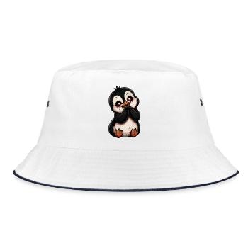 Cute Penguin Cartoon Halloween Horror - Bucket Hat - white/navy - Front