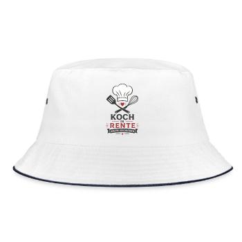 Koch in Rente – Küche geschlossen & Kochlöffel - Bucket Hat - Weiß/Navy - Vorne