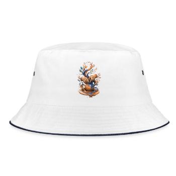 Molten Pottery: Hands and Vase - Bucket Hat - white/navy - Front