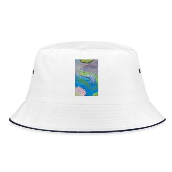 Poisson tropical bleu sur lotus - Bob - blanc/marine - Devant
