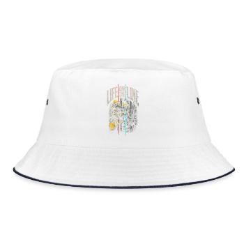 Industrial Climber Height Worker Life On The Line - Bucket Hat - white/navy - Front