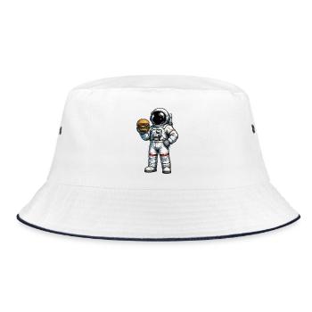 Astronaut with burger in space - Bucket Hat - white/navy - Front