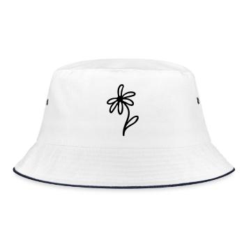 Blume - Bucket Hat - Weiß/Navy - Vorne