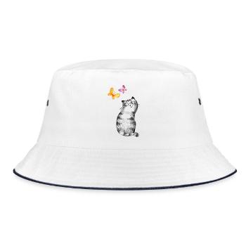 Chat aux papillons – Conception de croquis - Bob - blanc/marine - Devant