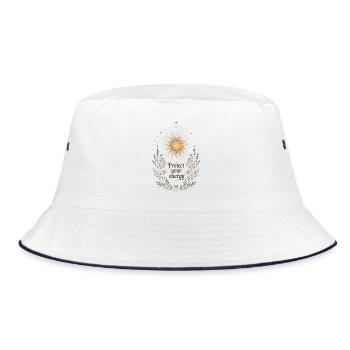 Schutz deiner Energie Sonnenstrahl - Bucket Hat - Weiß/Navy - Vorne