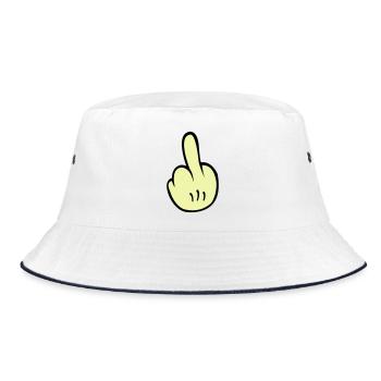 Mittelfinger Comic - Bucket Hat - Weiß/Navy - Vorne