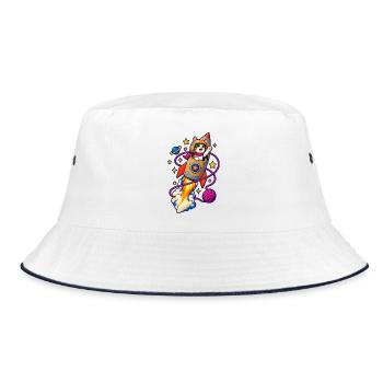 Karton-Orbit - Bucket Hat - Weiß/Navy - Vorne
