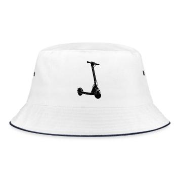 E Scooter E-Scooter Elektroroller fahren schwarz - Bucket Hat - Weiß/Navy - Vorne