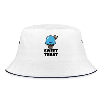 Sweet Treat Eiscreme Logo - Bucket Hat - Weiß/Navy - Vorne