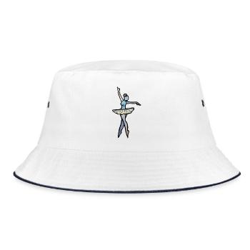 Azure Balletttänzer Silhouette - Bucket Hat - Weiß/Navy - Vorne