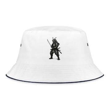 Samurai-Krieger in schwerer Rüstung - Bucket Hat - Weiß/Navy - Vorne