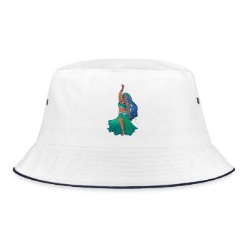 Aqua Meerjungfrauen-Bauchtanz - Bucket Hat - Weiß/Navy - Vorne