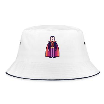 Vampir mit Umhang Halloween Symbol - Bucket Hat - Weiß/Navy - Vorne