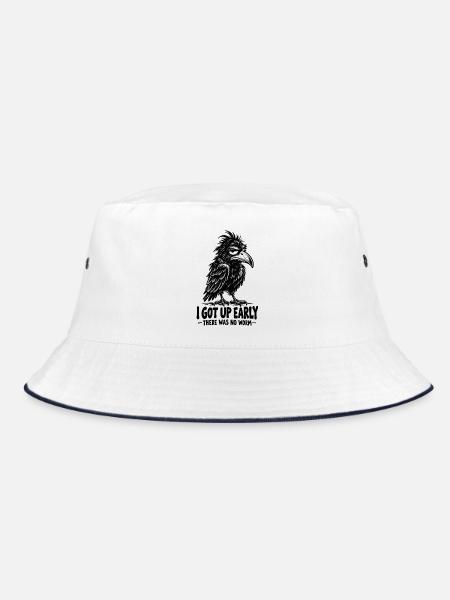 I Got Up Early There Was No Worm Funny Crow - Bucket Hat - Weiß/Navy