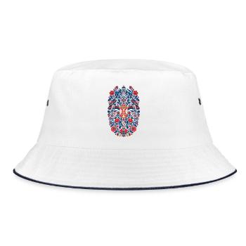 Serbien | Doppeladler & Volkskunst - Bucket Hat - Weiß/Navy - Vorne