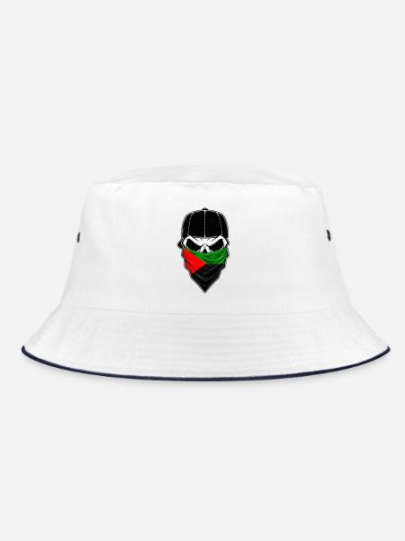 Stilisierter Martinique-Bandana-Schädel - Bucket Hat - Weiß/Navy