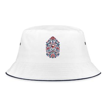 Tschechien | Prag & böhmische Volkskunst - Bucket Hat - Weiß/Navy - Vorne
