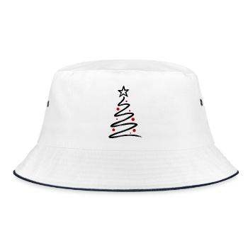 Minimal Christmas Tree 🎄 - Bucket Hat - Weiß/Navy - Vorne