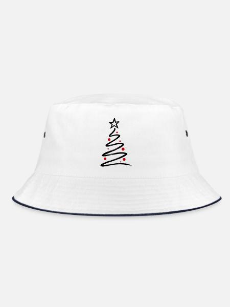 Minimal Christmas Tree 🎄 - Bucket Hat - Weiß/Navy
