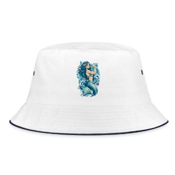Zarte Meerjungfrau zeigt starke Muskeln - Bucket Hat - Weiß/Navy - Vorne