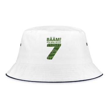 7. Geburtstag Sieben Fußball - Bucket Hat - Weiß/Navy - Vorne