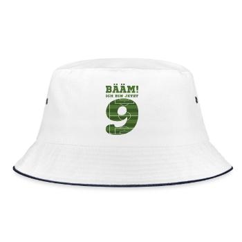 9. Geburtstag Geschenk Fußball Neun Jahre - Bucket Hat - Weiß/Navy - Vorne
