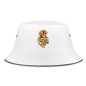 Ich muss los – Mein Hund wartet - Bucket Hat - Weiß/Navy - Vorne