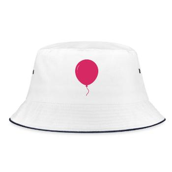 Ballonform - Bucket Hat - Weiß/Navy - Vorne
