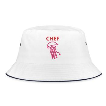 Koch Tintenfisch, die Kochqualle - Bucket Hat - Weiß/Navy - Vorne