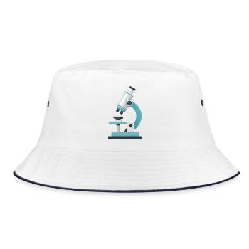 Mikroskop - Bucket Hat - Weiß/Navy - Vorne