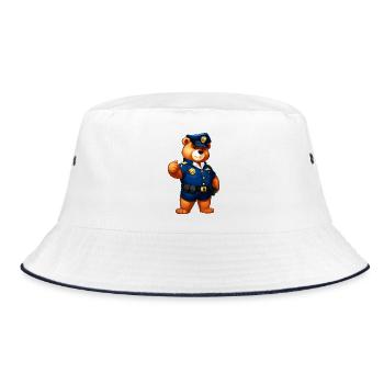 Bären Polizei - Bucket Hat - Weiß/Navy - Vorne