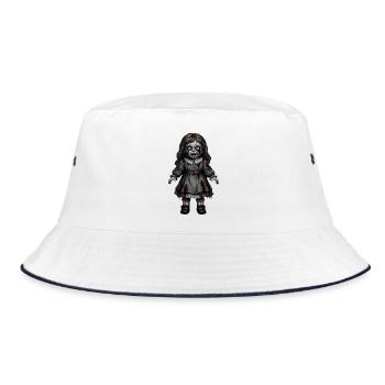 Gruselige Horror Puppe Halloween Geschenk  - Bucket Hat - Weiß/Navy - Vorne