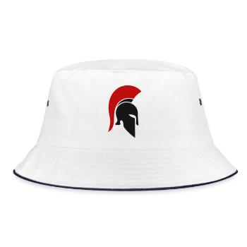 Spartanischer Rotplume Helm - Bucket Hat - Weiß/Navy - Vorne