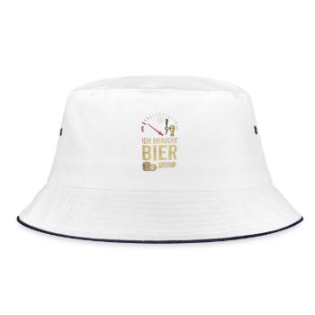 Ich brauche Bier – Zur nächsten Kneipe - Bucket Hat - Weiß/Navy - Vorne