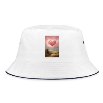Herzwolke am Abend - Bucket Hat - Weiß/Navy - Vorne
