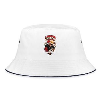 RobVibe Wild Club – Unbeabsichtigter Morgenhahn - Bucket Hat - Weiß/Navy - Vorne