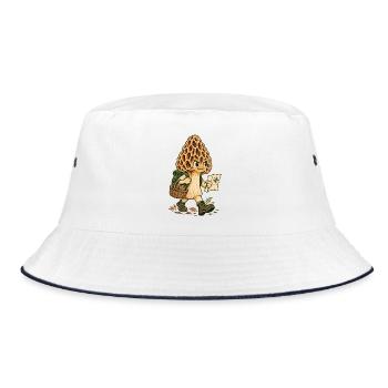 Pilzpfad Entdecker Illustration - Bucket Hat - Weiß/Navy - Vorne