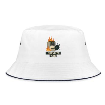 Y2K Pixel-Katastrophe – Ich lebe! - Bucket Hat - Weiß/Navy - Vorne