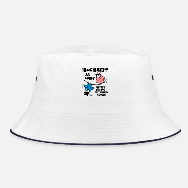Eulen Hochzeit - ja und? - Bucket Hat - Weiß/Navy