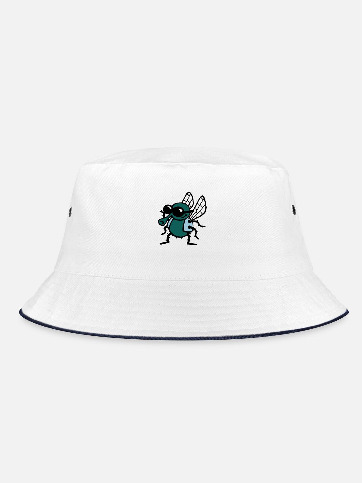 cool_fly_3c_white - Bucket Hat - white/navy - Front