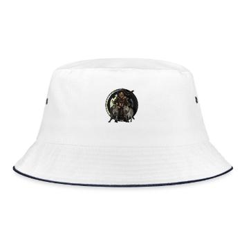 Odin the All-Father: With Wolves and Ravens - Bucket Hat - white/navy - Front