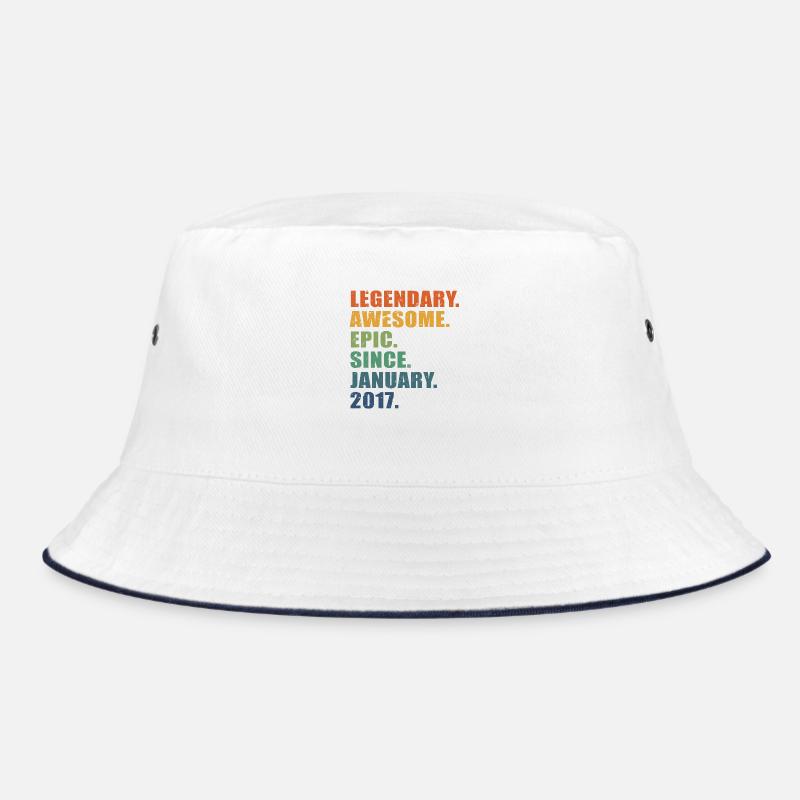 6. Geburtstag, Januar 2017, 6-jähriges Jubiläum - Bucket Hat - Weiß/Navy