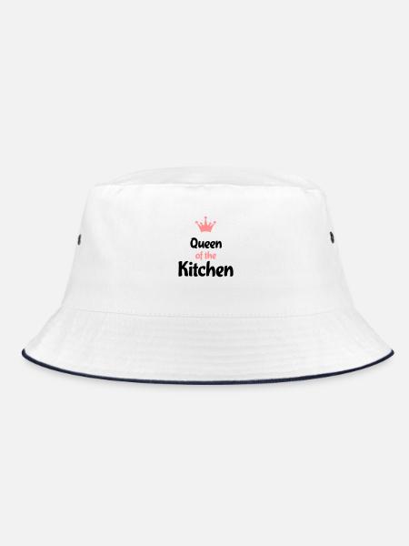 Kochschürze für dein Dinner - Bucket Hat - Weiß/Navy - Vorne