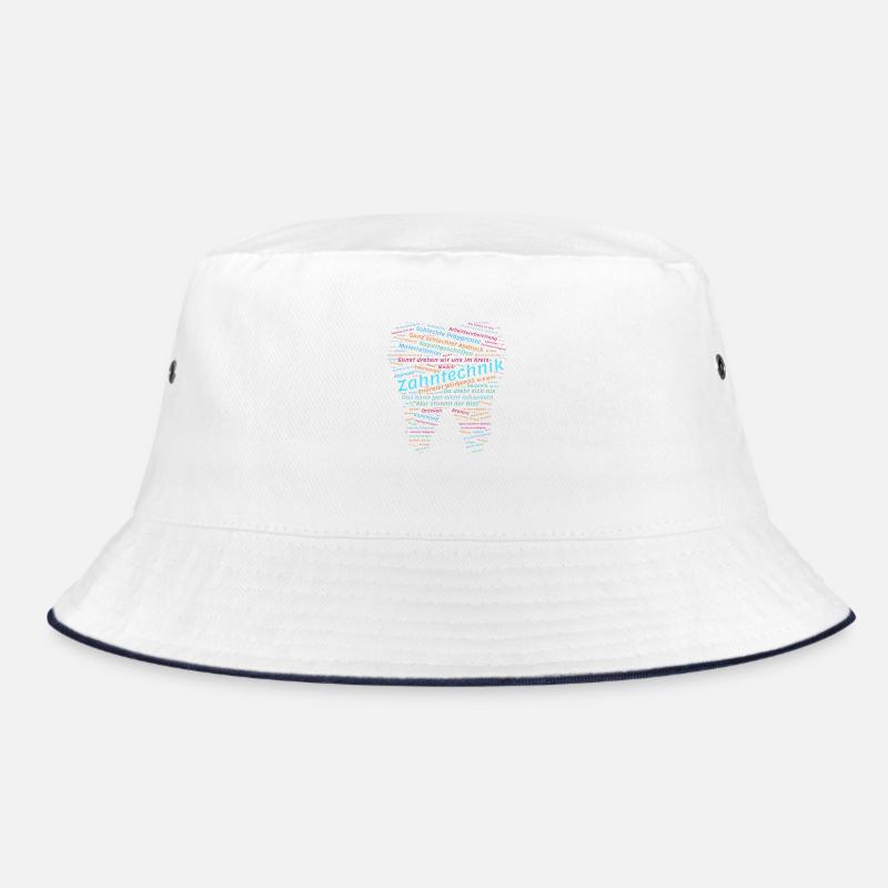Dental Technology Bullshit Wordcloud colorful - Bucket Hat - white/navy