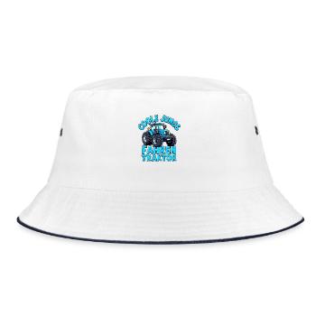 Coole Jungs fahren Traktor - Bucket Hat - Weiß/Navy - Vorne